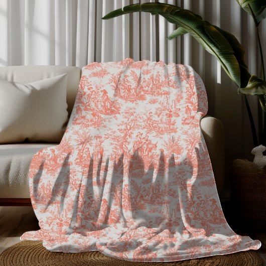  bloemenretro sinaasappel Toile de Jouy Fleece Deken