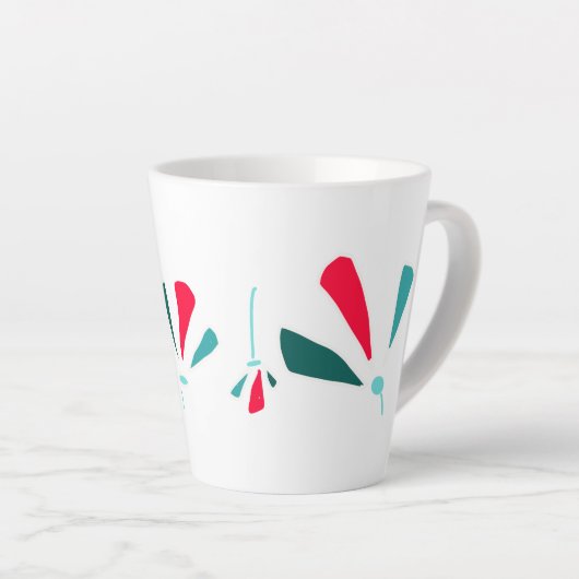 Bloemenrij ontwerp latte mok (Rechterhoek)