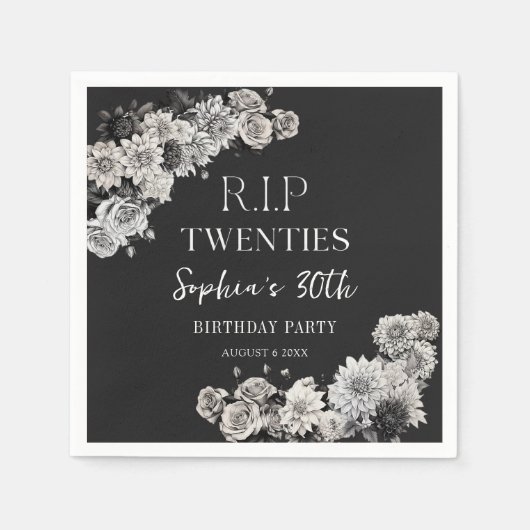 Bloemenrip 20s 30th Birthday Party Servetten (Voorkant)