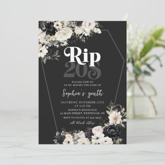 Bloemenrip 20s Dood aan mijn jeugd 30e verjaardag Kaart (Staand voorkant)