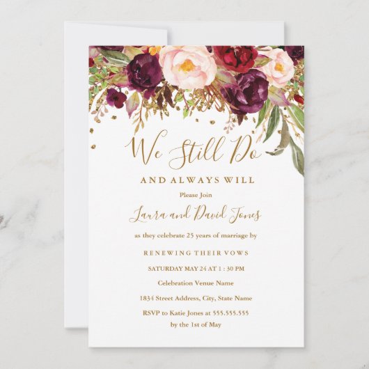 Bloemenrode Bourgogne Gelofte Vernieuwing Kaart (Voorkant)