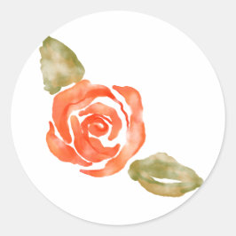 Bloemenrode rozenbloesem, waterverf illustratie ronde sticker