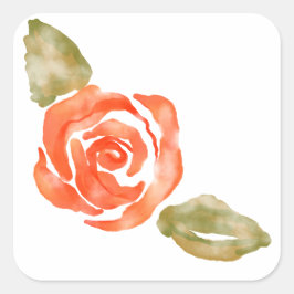 Bloemenrode rozenbloesem, waterverf illustratie vierkante sticker