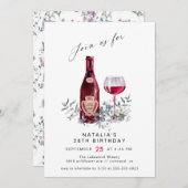 Bloemenrode wijnproeverij | Verjaardag van moderne Kaart (Voorkant / Achterkant)