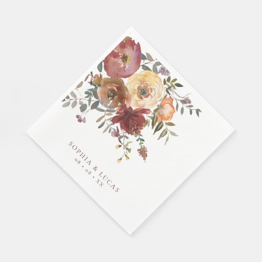 Bloemenroest Bourgondische herfstbruiloft Servet (Hoek)