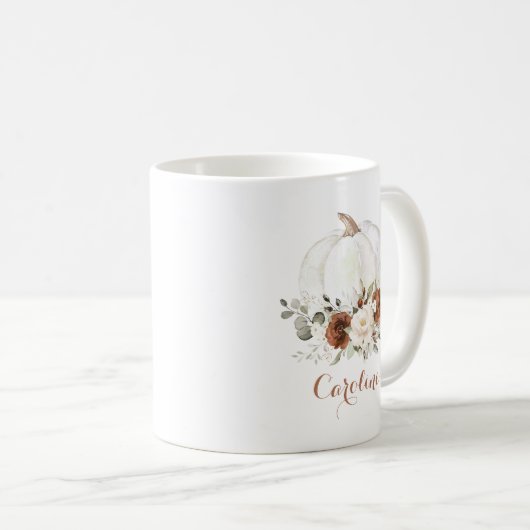 Bloemenroest crème pompoen gepersonaliseerde mok (Voorkant rechts)