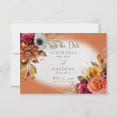 Bloemenroest & Fuchsia bruiloft Save The Date (Voorkant)