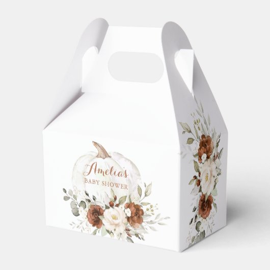 Bloemenroest groen pompoen Herfst Baby shower Bedankdoosjes (Achterkant)