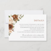 Bloemenroest perzik groen bruiloft details invoege kaart (Voorkant)