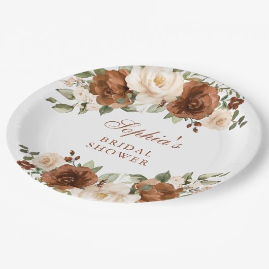 Bloemenroest perzik groen goud Vrijgezellenfeest Papieren Bordje (Gekanteld)