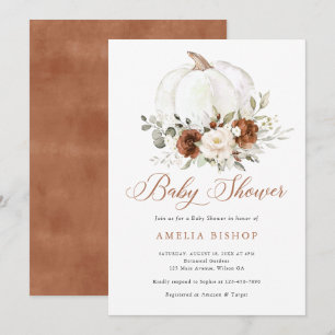 Bloemenroest pompoen groen Herfst Baby shower Kaart