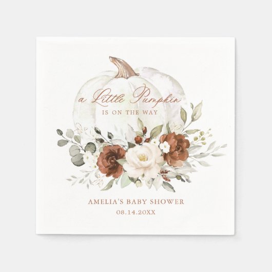 Bloemenroest pompoen Herfst Baby shower servetten (Voorkant)