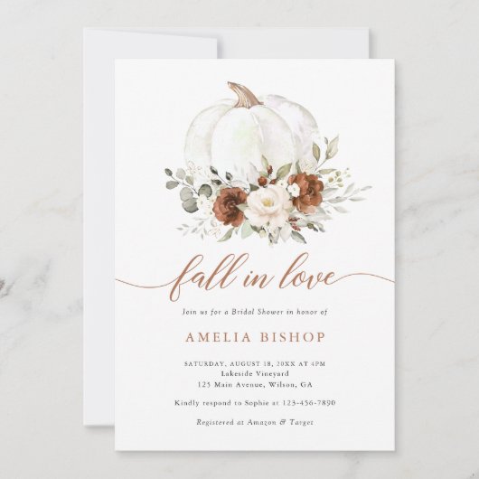 Bloemenroest pompoen Herfst in liefde Vrijgezellen Kaart (Voorkant)