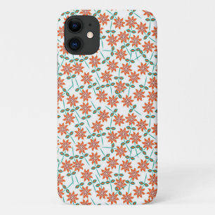 Bloemenrood Bloemen Patroon met witte achtergrond Case-Mate iPhone Case