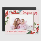 Bloemenrood Blush Roze Kerstvakantie fotokaart (Voorkant / Achterkant)