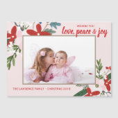 Bloemenrood Blush Roze Kerstvakantie fotokaart (Voorkant)