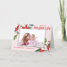 Bloemenrood Blush Roze Kerstvakantie fotokaart
