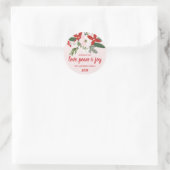 Bloemenrood Blush Roze Kerstvakantie Ronde Sticker (Tas)