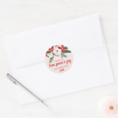 Bloemenrood Blush Roze Kerstvakantie Ronde Sticker (Envelop)