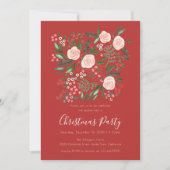 Bloemenrood botanisch kerstfeest kaart (Voorkant)