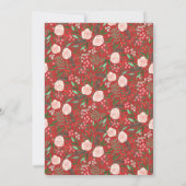 Bloemenrood botanisch kerstfeest kaart (Achterkant)