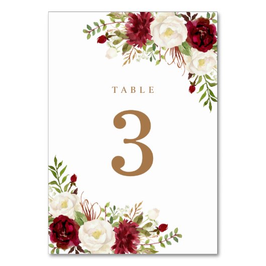 Bloemenrood Bourgogne Wit Elegant Groen Modern Kaart (Voorkant)