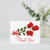 Bloemenrood Dank u Roos Bloem - Huwelijksliefde Briefkaart (Staand voorkant)