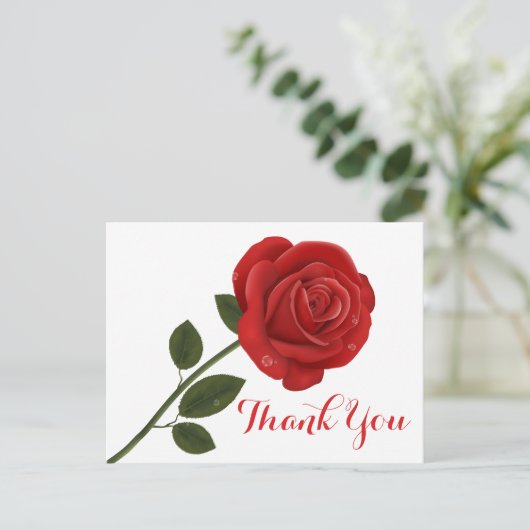 Bloemenrood Dank u Roos Bloem - Huwelijksliefde Briefkaart (Staand voorkant)