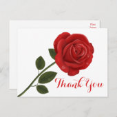 Bloemenrood Dank u Roos Bloem - Huwelijksliefde Briefkaart (Voorkant / Achterkant)