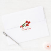 Bloemenrood Dank u Roos Bloem - Huwelijksliefde Ronde Sticker (Envelop)