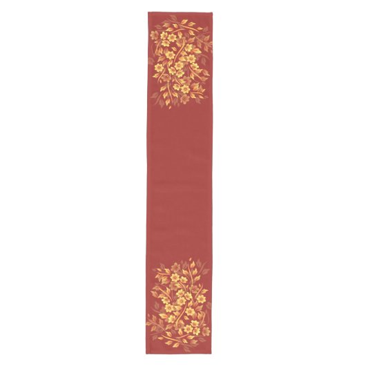 Bloemenrood en goud medium tafelloper (Voorkant)