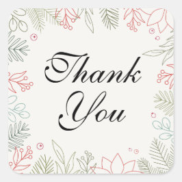 Bloemenrood en groen Lijst dank u Vierkante Sticker