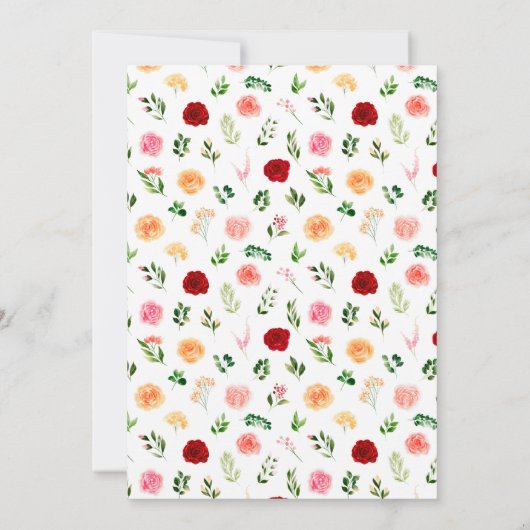 Bloemenrood en Oranje Rozen bruiloft Save The Date (Achterkant)