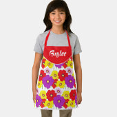 Bloemenrood geel meisjes all-over print Schort (Insitu)