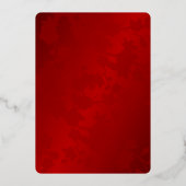 Bloemenrood goud Chinese bruiloft Folie Uitnodiging (Achterkant)