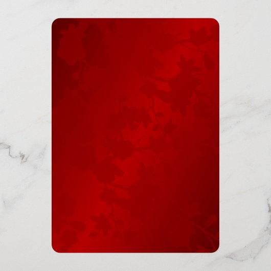 Bloemenrood goud Chinese bruiloft Folie Uitnodiging (Achterkant)
