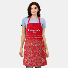 | Bloemenrood | Monogram gepersonaliseerd Schort