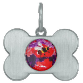 Bloemenrood Paarse bloembij kleurrijk Huisdieren Naamplaatje