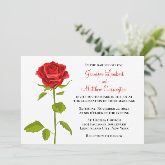 Bloemenrood roos bruiloft romantische elegante blo kaart (Staand voorkant)