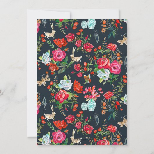 Bloemenrood Roze heldere bruiloft Kaart (Achterkant)