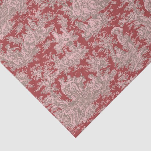 bloemenrood roze Toile de Jouy Tissuepapier (Detail)