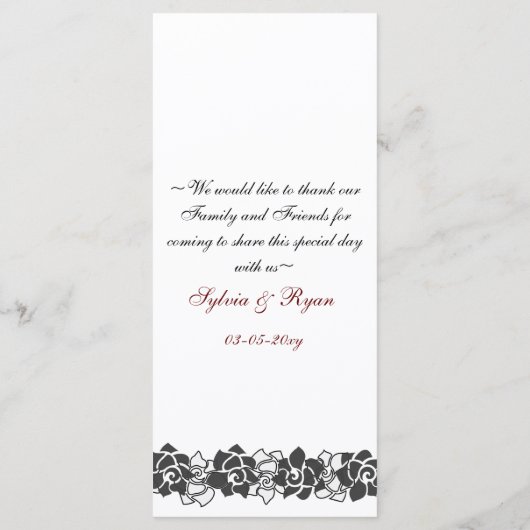 bloemenrood Wedding menu (Achterkant)