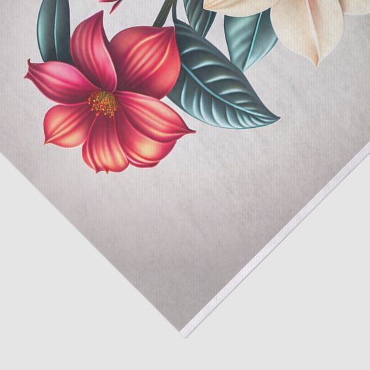 Bloemenrood wit botanische illustratie klein tissuepapier (Detail)