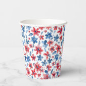 Bloemenrood wit en blauw papier Cup 4 juli Papieren Bekers (Achterkant)