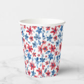 Bloemenrood wit en blauw papier Cup 4 juli Papieren Bekers (Rechts)