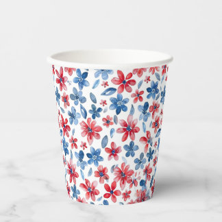 Bloemenrood wit en blauw papier Cup 4 juli Papieren Bekers