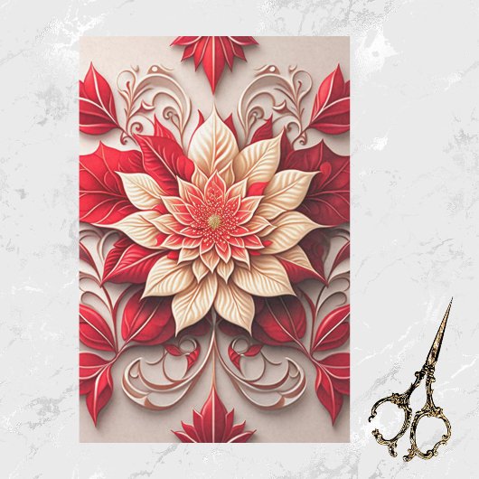 Bloemenrood wit poinsettia Elegante illustratie Tissuepapier