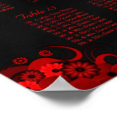 Bloemenrood & zwart 15 Trouwtafels Zitgrafiek Poster (Hoek)