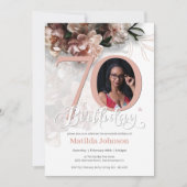 Bloemenroze 70e verjaardag Elegante aangepaste fot Kaart (Voorkant)