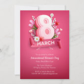 Bloemenroze 8 maart Vrouwendag viering Kaart (Voorkant)